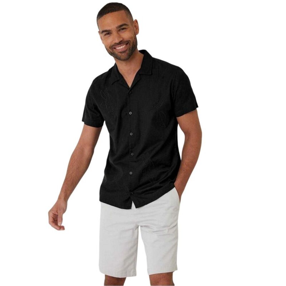 Threadbare Mens Maples Regular Shirt / Black